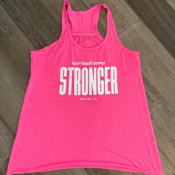 burn boot camp STRONGER breast cancer racer back tank - Picture 1 of 3